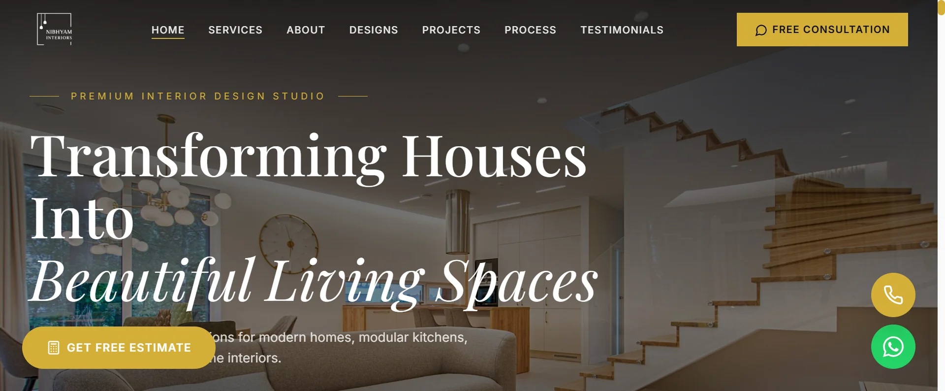 Nibhyam Interiors — Business Portfolio web development project by Zameer Khan